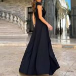 Elegant Summer Lace-Up Evening Dress Sleeveless V-Neck High Waist