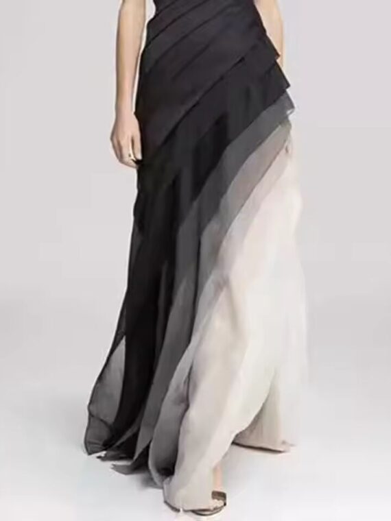 Fashion Women’s Sleeveless Tiered Ruffle Ombre Maxi Dress