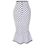 White Polka Dot Asymmetric Bow Pencil Skirt SL12