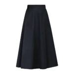 Winter High Waist Wool A-Line Pleated Midi Skirt with Pockets SL13